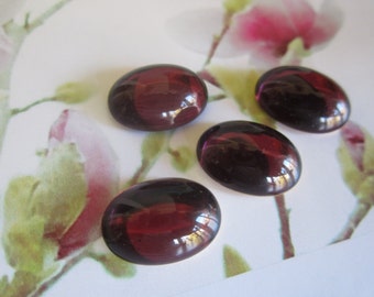 18x13mm Amethyst Domed Glass Oval Cabs 4Pcs.