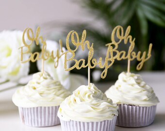 Oh Baby Cupcake Topper /birthday cup cake topper/table decorations/Birthday cupcake topper/ Baby Shower Party/First Birthday
