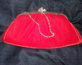 Vintage red velvet clutch