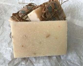 Organic Cherry Almond Soap with oatmeal as an exfoliant