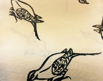 Passenger Pigeon extinct bird scarf, LONG in Creamy Ivory silk