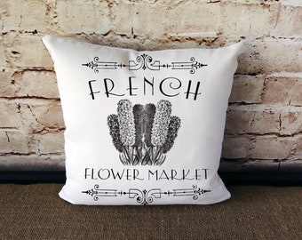French Flower Market Pillow - French Market Pillow - Flower Market Pillow - French Decor - French Farmhouse Pillow - French Country Pillow