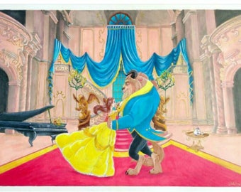 Beauty and the Beast - Copic Marker Illustration - Print
