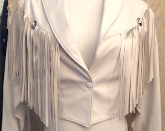 KISS White Leather Fringe Jacket