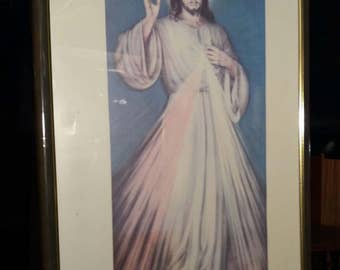 Vintage Jesus print picture frame