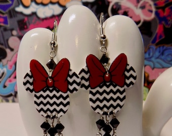 Minnie Mouse Chevron Dangle Earrings
