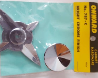 Nos Atomic starburst cabinet knobs/pulls/rare/silver/hardware