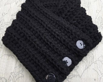 Ladies crocheted black cowl scarf