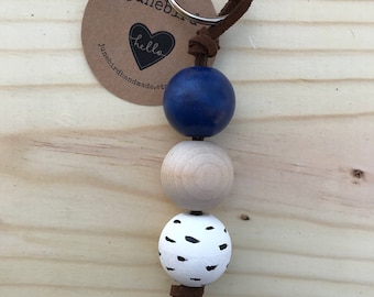 Handpainted Wood Bead Keychain