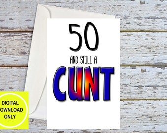 Fiftieth Birthday, 50th Birthday Cards, 50th For Brother, 50th Birthday For Him, 50th For Husband, 50th For Dad, Funny 50th Card, Printable