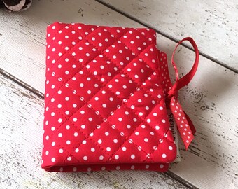 Red Polka Dot Needlebook, Felt Needle Case, Sewing Room Accessories, Quilted Needle Book, Craft Room Storage, Seamstress Gift