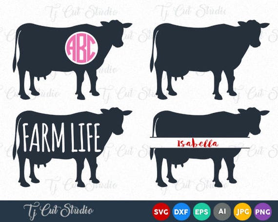 Download Cow SVG File Cow Cut File Cow Monogram Svg Cow Split Svg