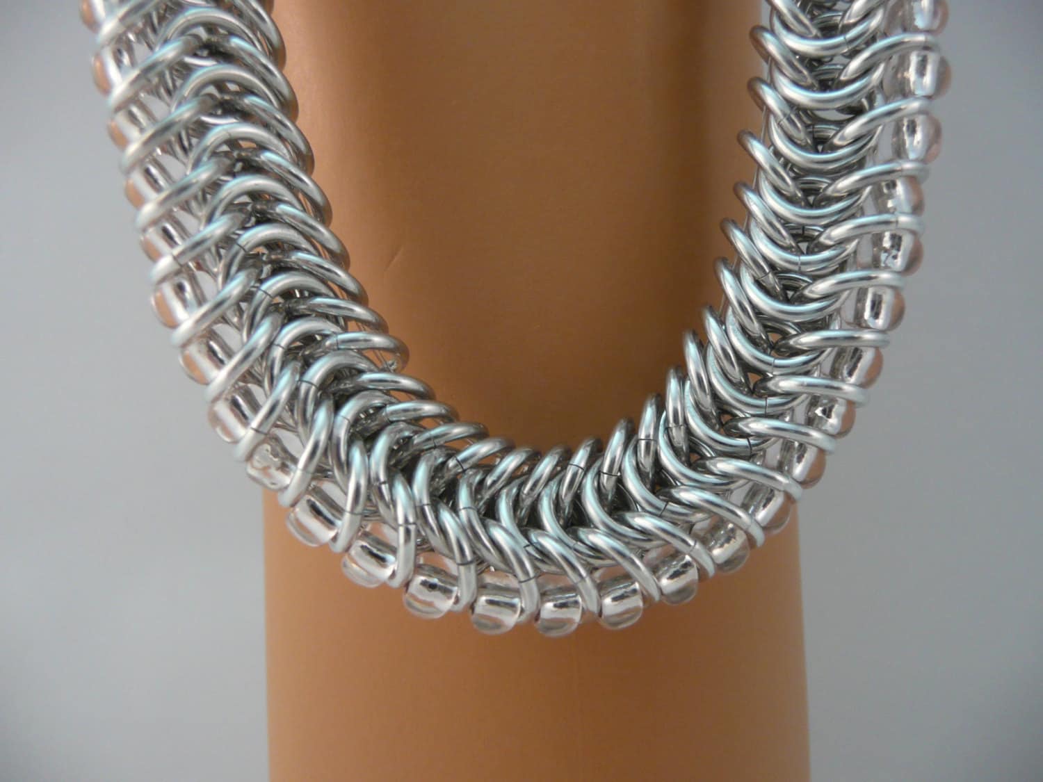 Beaded Box weave chainmaille necklace Chainmaille necklace