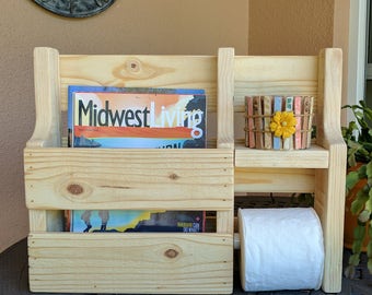 Rustic Magazine Rack Toilet Paper Holder made from Reclaimed and Repurposed Pallet Wood
