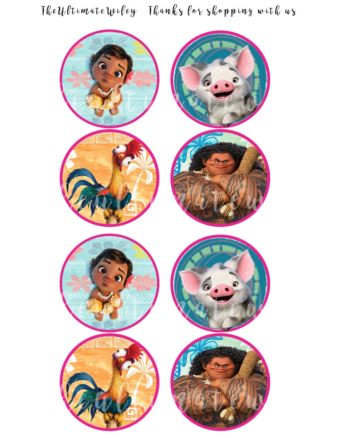 Printable Cupcake Topper Baby Moana Theme from TheUltimateWifey on Etsy