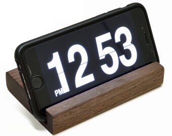 Wood iPhone Stand or Docking Station for Smart Phone - Handmade in USA - Black Walnut - Use with iPhone or Android - FREE SHIPPING