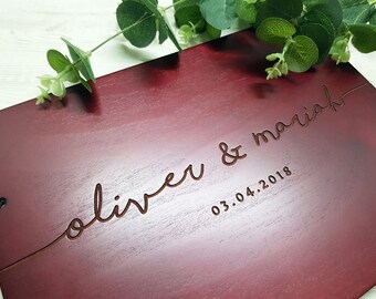 Guest book Wedding, Guest Book Wedding Burgundy, Wedding GuestBook, Calligraphy Guest Book, Custom Guest Book, Engraved Wedding Album #11