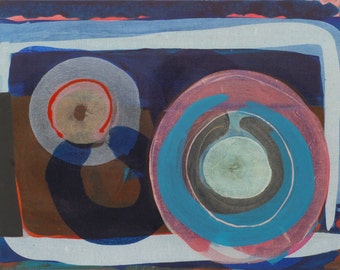 Original Abstract Painting Blue Abstract Painting - Abstract Seascape Painting - Colorful Abstract Art - 'Buoys 2' - 18 x 14 inches