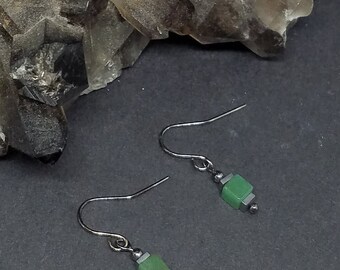 Delicate Aventurine and Hematite Earrings