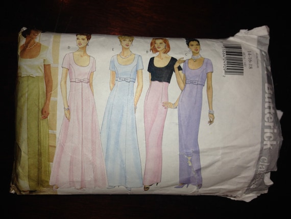 Butterick 4824 Sewing Pattern 90s Misses High Waisted Formal Dress Gown Size 14-16-18