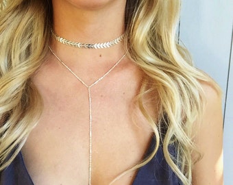 Tiny Bar Lariat Necklace, Lariat Necklace, Silver Lariat Necklace, Y Necklace, Silver Y Necklace