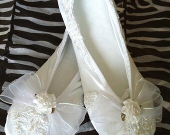 white satin ballet slippers