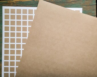 1105 Kraft Stickers, 0.5" x 0.5" (12.7mm x 12.7mm) mini square recycled stickers, blank kraft brown planner stickers (5 sheets)