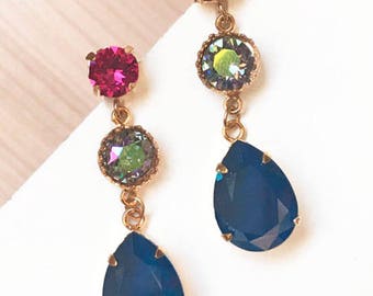 Mimi earrings blue and fuchsia