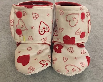 Valentines Hearts Stay On Baby Booties