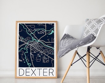Dexter MI Map / Dexter MI Poster / Dexter MI Print / Dexter Map / Dexter Michigan / Dexter Michigan Print