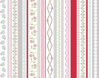 Riley Blake-Polka Dot Stitches-Pink Stripe-sold by the yard