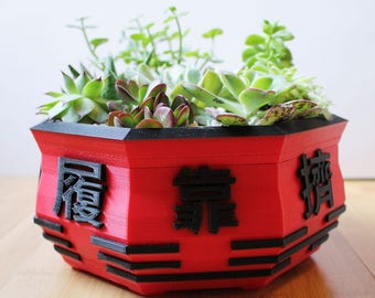 Eight Gates Bonsai Pot ~ Chinese, Asian, Tai Chi, Lucky Eight ~ For Bonsai, Succulents, Cacti
