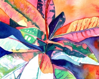 Tropical Leaves, Original Watercolors, Croton Paintings, Tropical Plant Paintings, Tropical Leaf Art, Kauai Fine Art, Wall Art, Hawaii