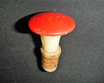 Vintage Clothes Sprinkler Top - red, white, soda bottle, cork, plastic - 1950s - laundry, ironing, Gothamware, retro, wash day, mid century