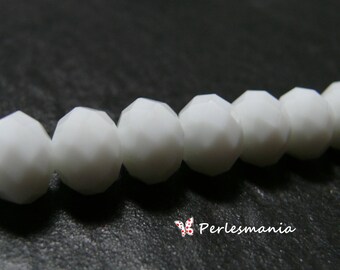 1 strand of about 100 rings 4 by 6mm glass faceted white 2J1436