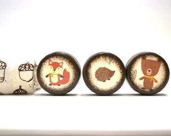 Woodland Collection - Set Of 3 Pill Boxes - Fox, bear, Hedgehog, Cute, pill box, Kids, Toothfairy boxes, Trinket Boxes, Wood Box, Wooden box