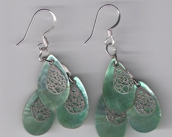 Shell Earrings with silver lace