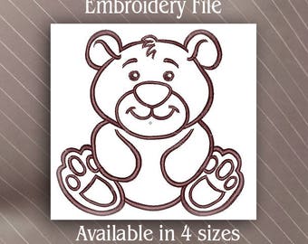 Baby Bear Machine Embroidery design file pattern outline only