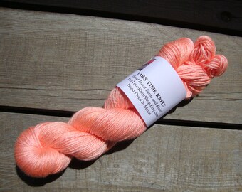 Hand Dyed Yarn 50/50 SW Merino-Silk Sock Weight "Coral"