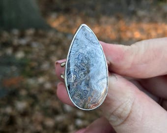 Size 7.75 Crazy Lace Agate Ring - Crazy Lace Agate Ring - Sterling Silver - OOAK - One of a Kind - Agate Ring - Gemstone Ring - Statement