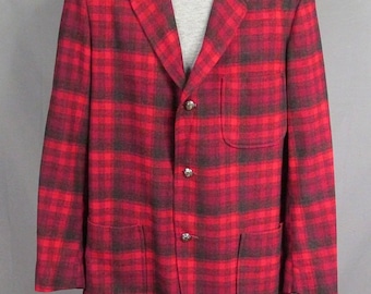 Vintage 1960s Pendleton Wool Shadow Plaid 49er Jacket Disneyland Frontierland M