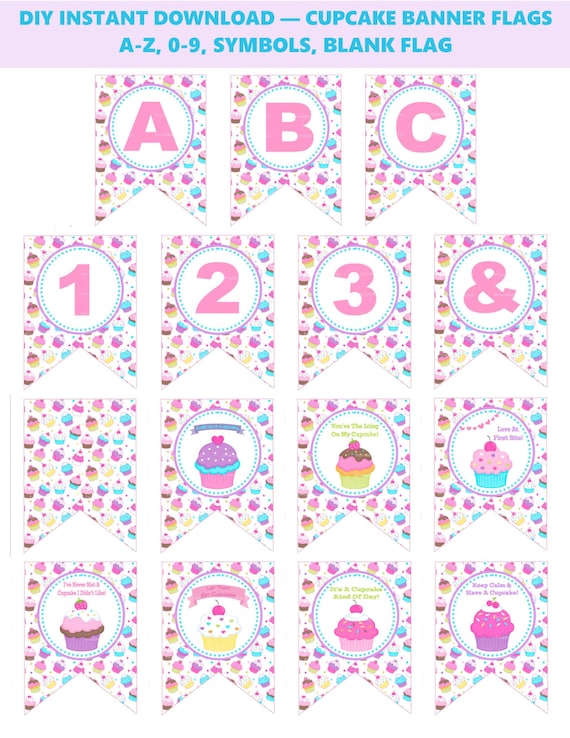 cupcake banner cupcake birthday banner printable cupcake