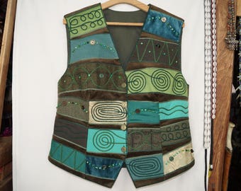 Green waistcoat, emroidered waistcoat, bohemian waistcoat, festival waistcoat, hungarian folk waistcoat, hippie waistcoat, boho waistcoat