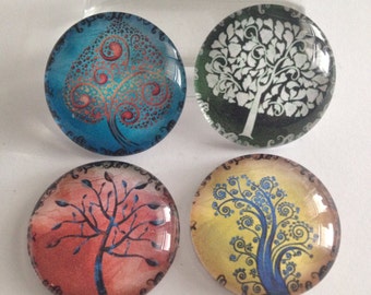 Tree of life magnets, Tree magnets, Glass magnets, Tree magnet set, Nature magnets, Kitchen magnets, Cubicle decor, Teacher gift, Gifts