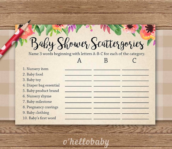 scattergories lists for baby shower