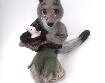 Needle Felted Sculpture by ElaineMary Old Man Coyote