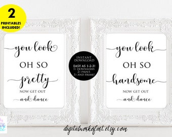 Wedding Bathroom Signs, Wedding Pretty and Handsome Signs, Bathroom Printable, Wedding Printable, Bathroom Sign, Wedding Sign, Look Oh So,