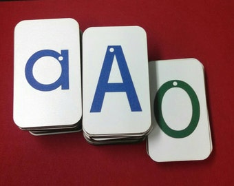 Sandpaper Letters, Uppercase, Lowercase and Numbers mounted on 3"x5" Fiberboard Wood