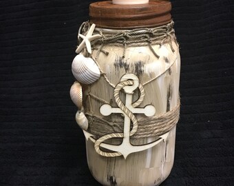 Chalk Painted and Distressed Pint Size Mason Jar.