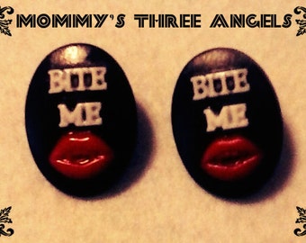Vampire "Bite Me" Stud Earrings